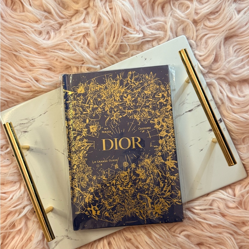 NWT Dior GWP Blue and Gold Floral Abstract Design Journal Notebook